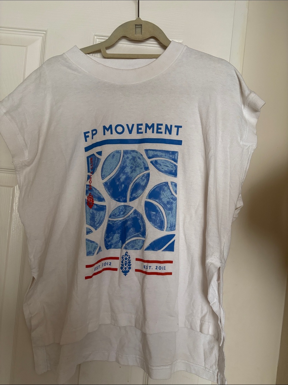 FP Movement by Free People White Tee with Blue and Red Graphic